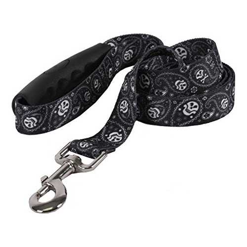 Correa Para Perro Ez-grip Calaveras Paisley Negras.