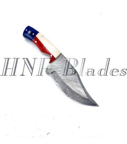 Imagen 2 de 5 de Cuchillo De Acero Damasco Americano Con Funda De Cuero