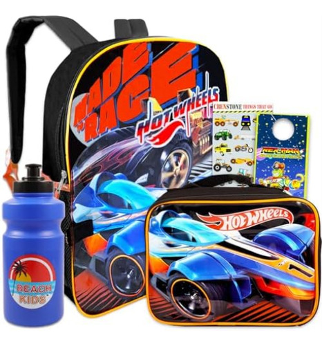 Mochila Y Lonchera Hot Wheels Niños: Paquete 6 Piezas Con 16