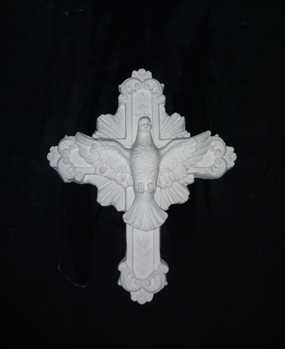 Crucifixo Divino Espírito Santo 23cm Kit Com 10 Gesso Cru