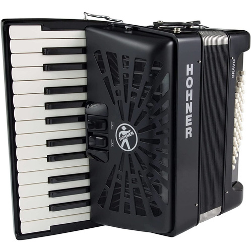 Acordeon Hohner Bravo Ii 48 Bajos 26 Teclas Negro Con Funda