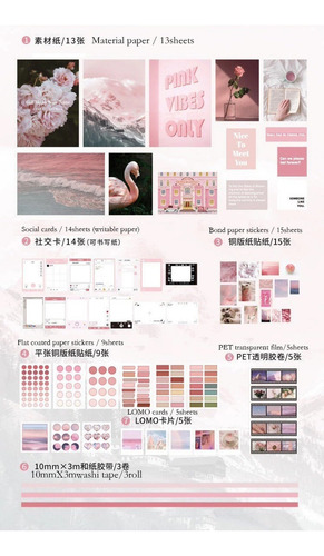 Set 64 Stickers, Cintas Washi Y Pads Para Boullet Journal