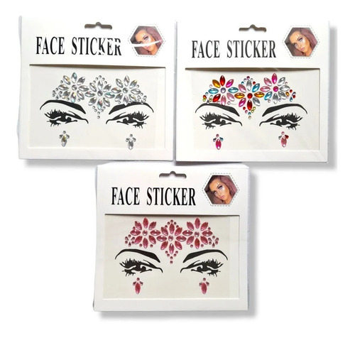 Imagen 6 de 10 de Strass Facial Gemas Cristal Autoadhesivo Art Deco