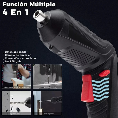 Destornillador Eléctrico Recargable Con Juego Herramientas Negro 50
