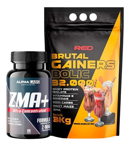 Kit Engordar Kilos Rápido Massa Zma  Hipercalórico 3kg Sabor Chocolate