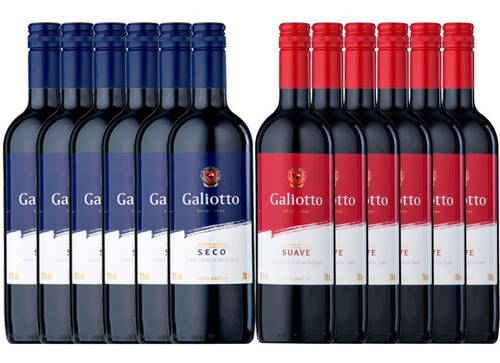 Kit Galiotto - 6 Tinto Suave + 6 Tinto Seco 750ml