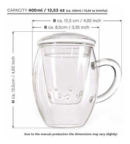 1 Vaso De Té Todo En Uno Creano Con Filtro De Vidrio Integra