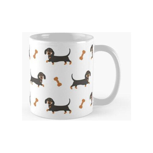 Taza Perro Salchicha Dachshund Negro Y Fuego Calidad Premium