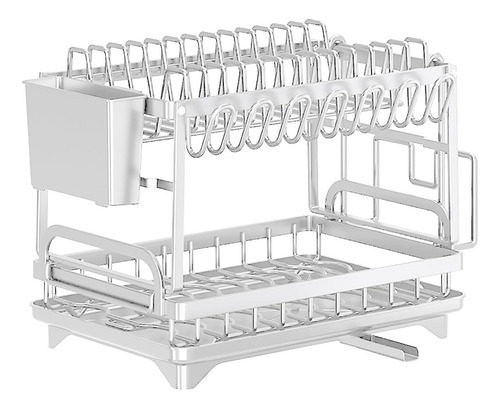 Secaplatos escurridor Kunst & Küche KSP-05 cubiertos 2 niveles organizador cocina color blanco