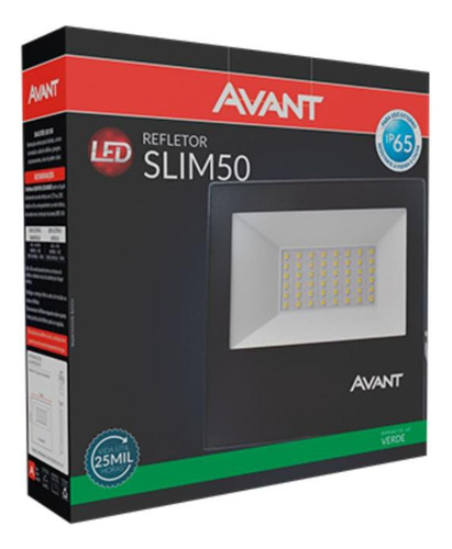 Refletor Led Avant 50w Luz Verde Bivolt Preto 5 Un