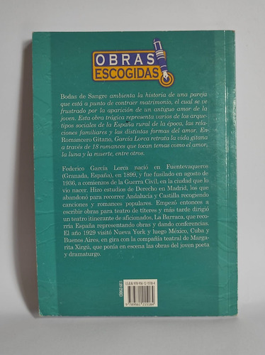 Imagen 2 de 2 de Bodas De Sangre Romancero Gitano Federico Garcia Libro Usado