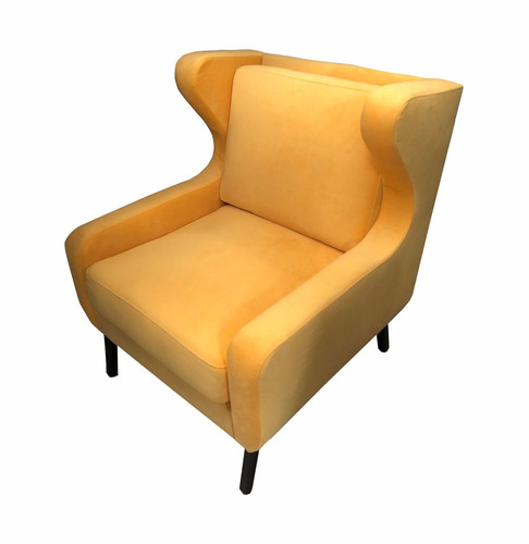 Mueble, Sillón De Diseño Bergy Terciopelo Amarillo