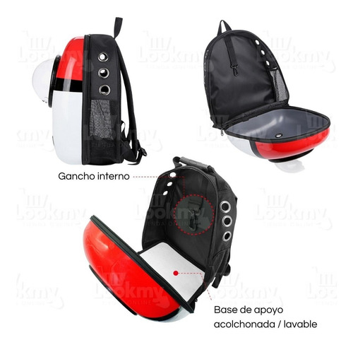 Imagen 5 de 10 de Mochila Bolso Transportadora Perros Gatos Burbuja Rígida