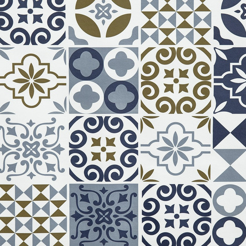 Toalha De Mesa Térmica Pvc Azulejo Lisboa Azul 1,40 X 1,60