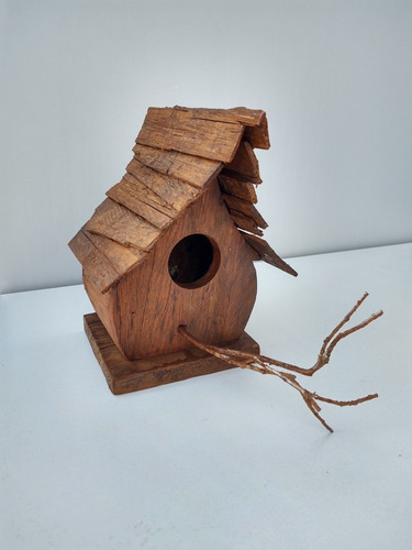 Casinha De Passarinho Rústica Madeira Peroba Rosa Birdhouse