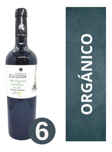 Imagen 1 de 10 de Vino Orgánico Malbec Familia Cecchin 6 X 750 Cc Sin Sulfitos