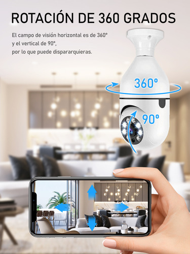 2pcs Cámara De Seguridad Wifi De 360° Visión Nocturna Alarma