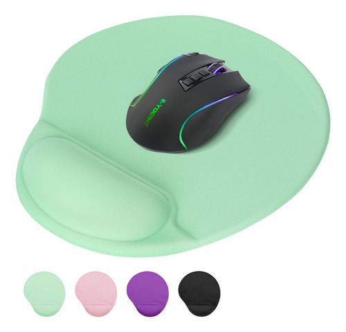 TERPORT Mouse Pad Ergonomico Con Soporte Muñeca Color Verde 25x22cm, Mauspad Antideslizante Y Lavable, Mousepad Gamer Portátil Para Gaming Trabajo Uso Diario