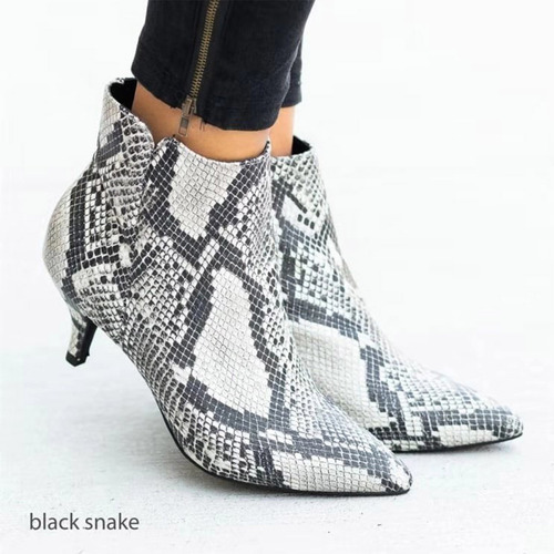 M Zapatos Mujer Botines Leopard Snake Print Tacón Fino 3142