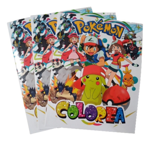 Pokemon Pikachu Cumple Libros Colorear 10 Piezas C/crayolas