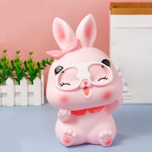 Hucha De Conejo, Hucha Con Bordes Redondos, Regalo De Rosa L