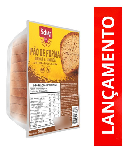 Kit Com 8 Pão De Forma Quinoa Linhaça Sem Glúten 200g Schar