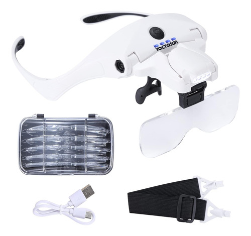 Yoctosun Lupas Con 4 Led Lupa De Diadema Con 5 Lentes Desmon