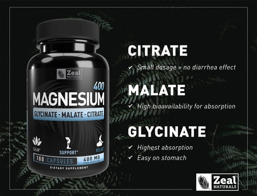 Glicinato De Magnesio Quelado De Alta Calidad, Malate, Citra