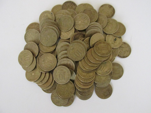 Lote 123 Monedas Chile 10 Pesos De Bronce Decada Años 80 (Usado)
