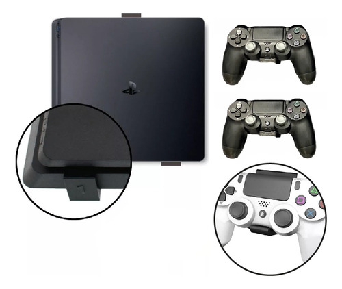 Soporte Pared Compatible Con Playstation 4 Ps4 Kit Completo