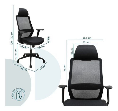 Silla Directiva Ruan 8323 Negra Color Negro