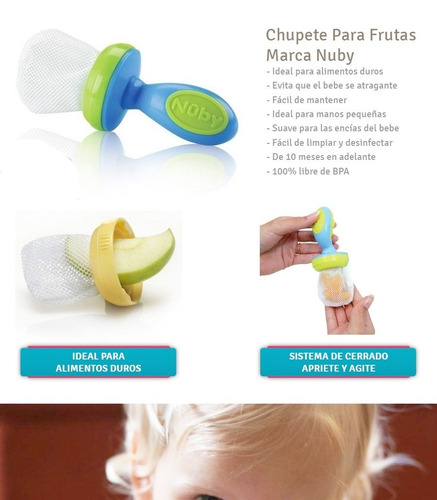 Imagen 10 de 10 de Chupete Para Frutas Nuby Ayuda Al Bebe A Comer Frutas 6m+