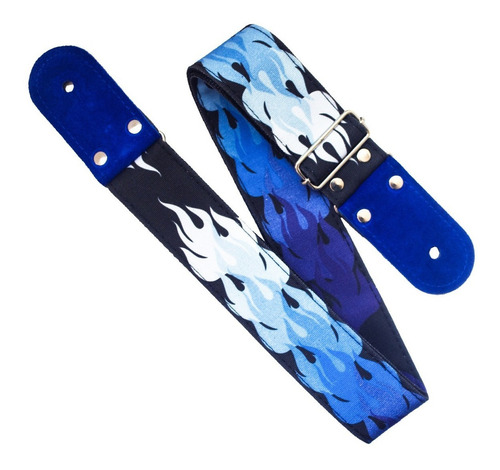 Flamas - Tahalí Strap Para Guitarra O Bajo Color Azul