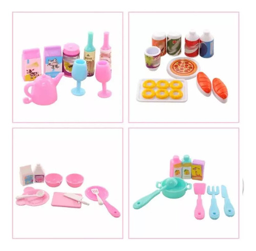 Barbie Utensílios Kit 43 Pçs Miniaturas De Comida Cozinha