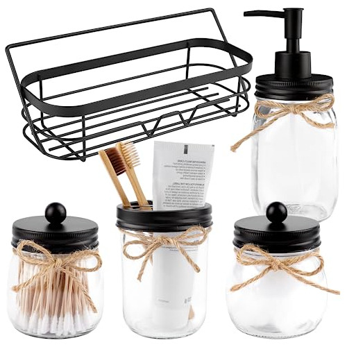 Juego De Accesorios De Baño De 5 Piezas Mason Jar, Dis...