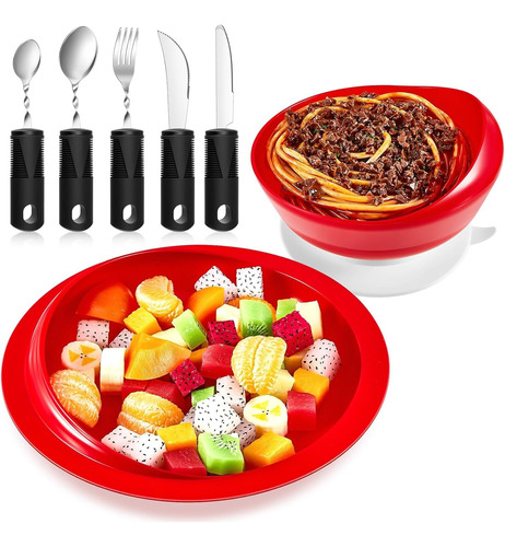 Kit Utensilios Platos Y Cucharas Alimentación Comer Discapac