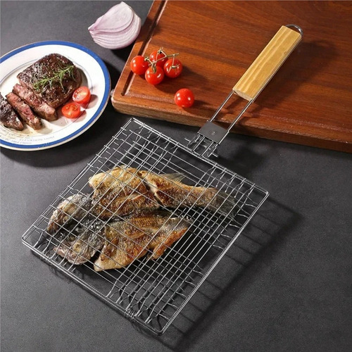 Sqd Cesta De Acero Inoxidable Con Asa, Cesta For Parrilla