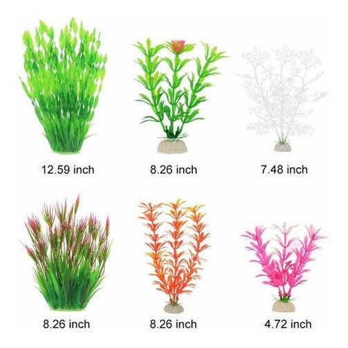 Imagen 2 de 4 de Paquete De 14 Plantas Artificiales Para Acuario Pecera Peces