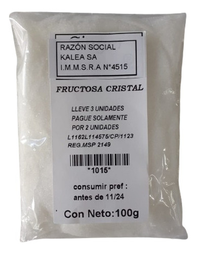 Suplemento Fructosa Cristal 100g Lleve 3 Pague Solo 2