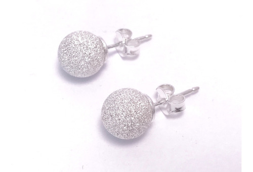 Aros De Plata 925 Bolitas 8mm Arenados- Divinos! Besilver