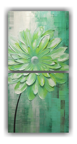 160x80cm Cuadro Decorativo Flores Verde Galería Atmosfera N