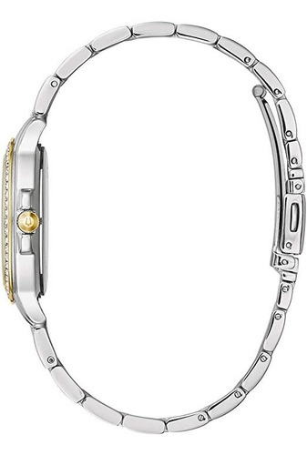 Imagen 3 de 4 de Reloj Bulova Dama Swarovski Dorado 98x127 Cristal Set Collar