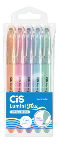 Marca Texto Lumini Cis Flex Estojo C/ 5 Un - Pastel / Neon