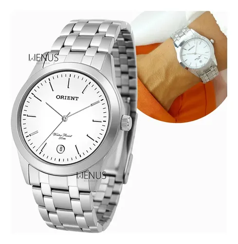 Relógio Orient Masculino Mbss1004a Prata Analógico Aço Inoxidável Branco