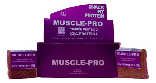 Turrón Proteico Musclepro Natural Sin Conservantes Caja X 12