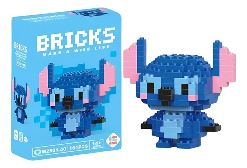 Brinquedo Bloco De Montar Personagens Desenho Animado Quantidade De Peças 161 Versão Do Personagem Stitch