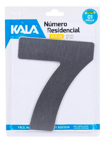 Número Residencial Aço Escovado N7 12,5cm Kala Cor Inox