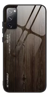 For Samsung Galaxy S20fe Grain Carcasa De Madera De Cristal