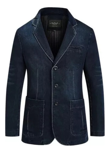 Chaqueta Tipo Blazer De Mezclilla Para Hombre Con Bolsillo Grande Y Corte Delgado