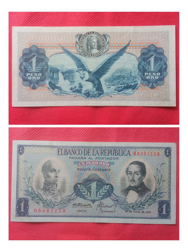 Billete De 1 Peso, 1972 Colombia.